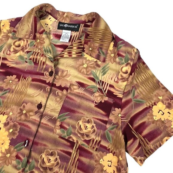 Sag Harbor Womens Shirt Floral Button Front Blouse Size 12 - Picture 5 of 8